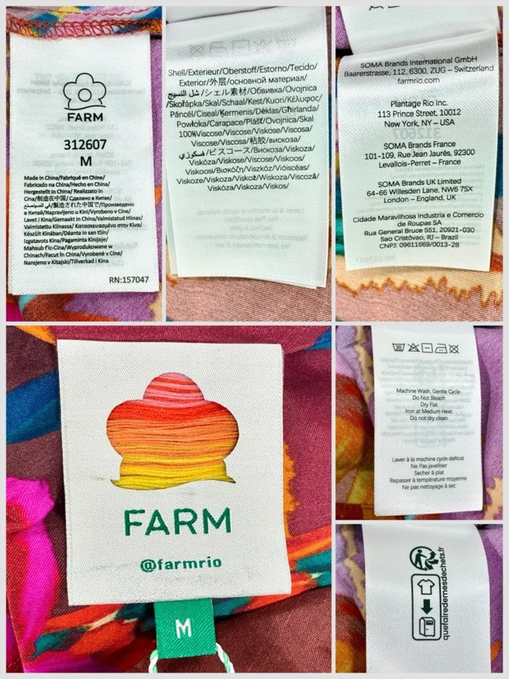 Farm Rio Vintage Wave Multicolor Floral Viscose Maxi Dress Medium NWT - Picture 5 of 16